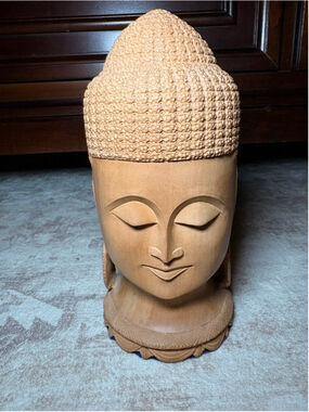 Carved Wooden Buddha Head Statue